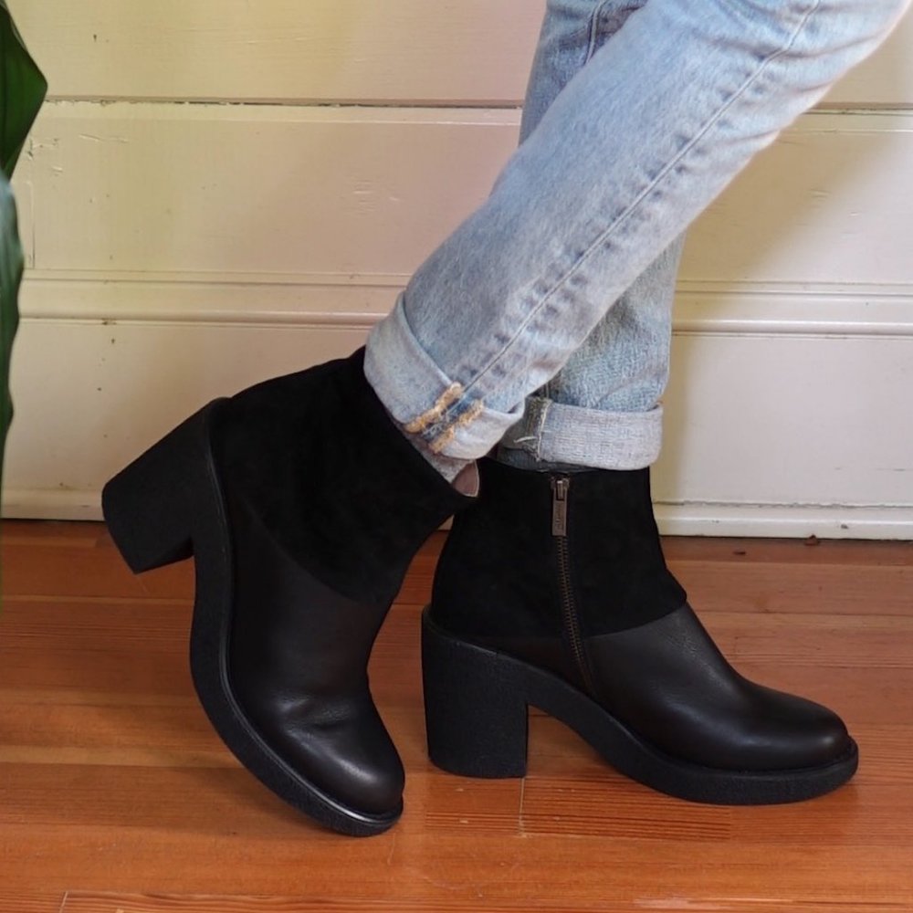Black Suede and Leather Jil Sander Navy Boots